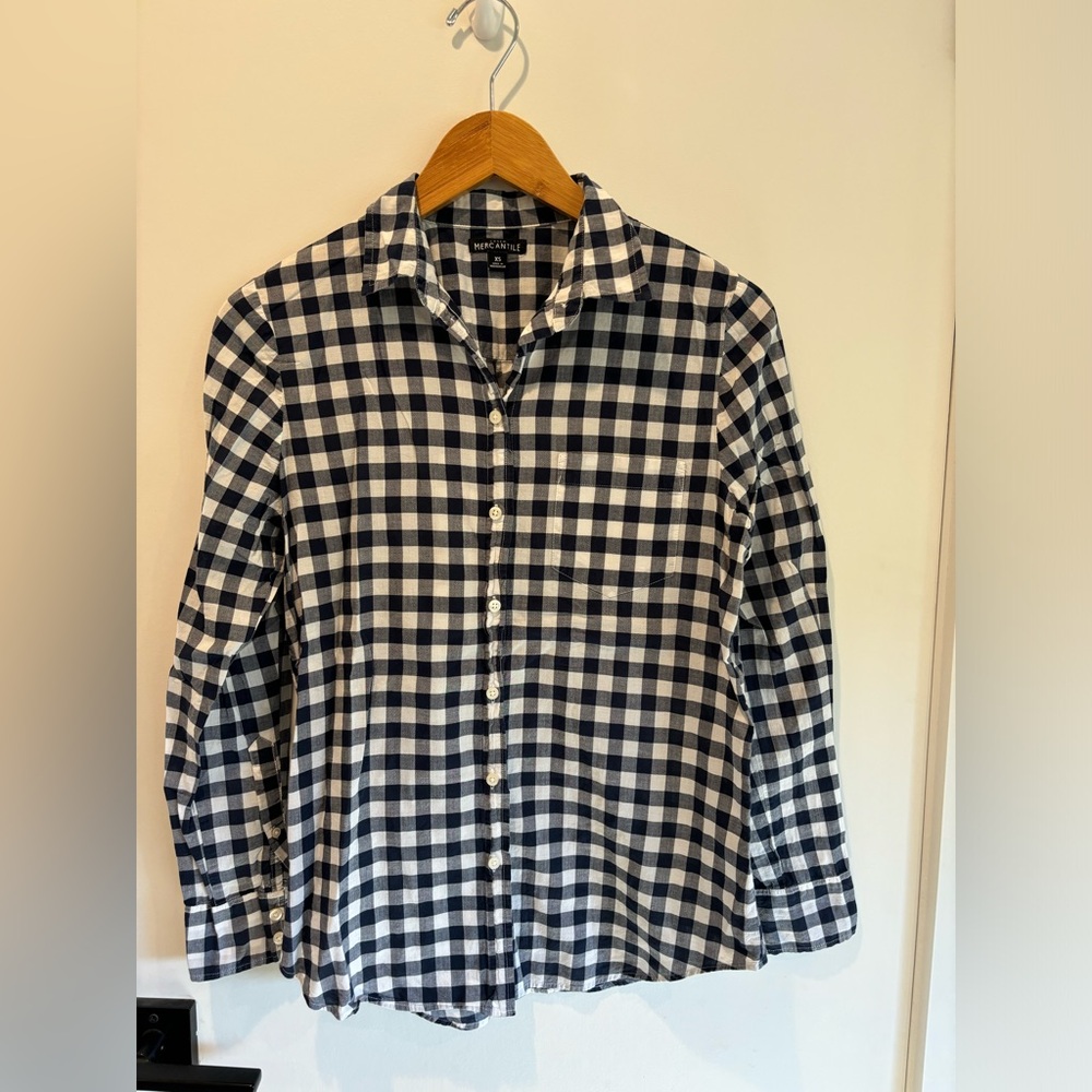 J. Crew Factory Navy/White Buttondown